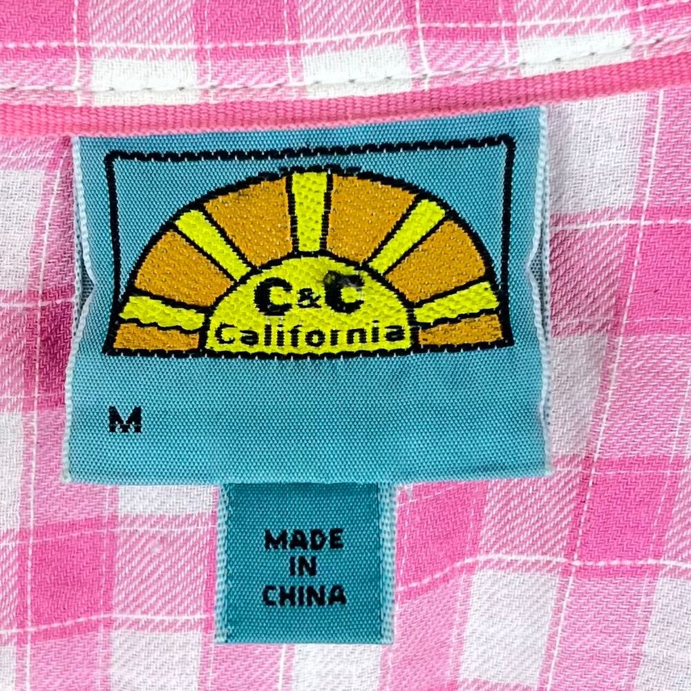 C&C California Women’s Long Sleeve Button Up Shirt Pink Plaid Sz‎ M 100% Cotton - Picture 11 of 12
